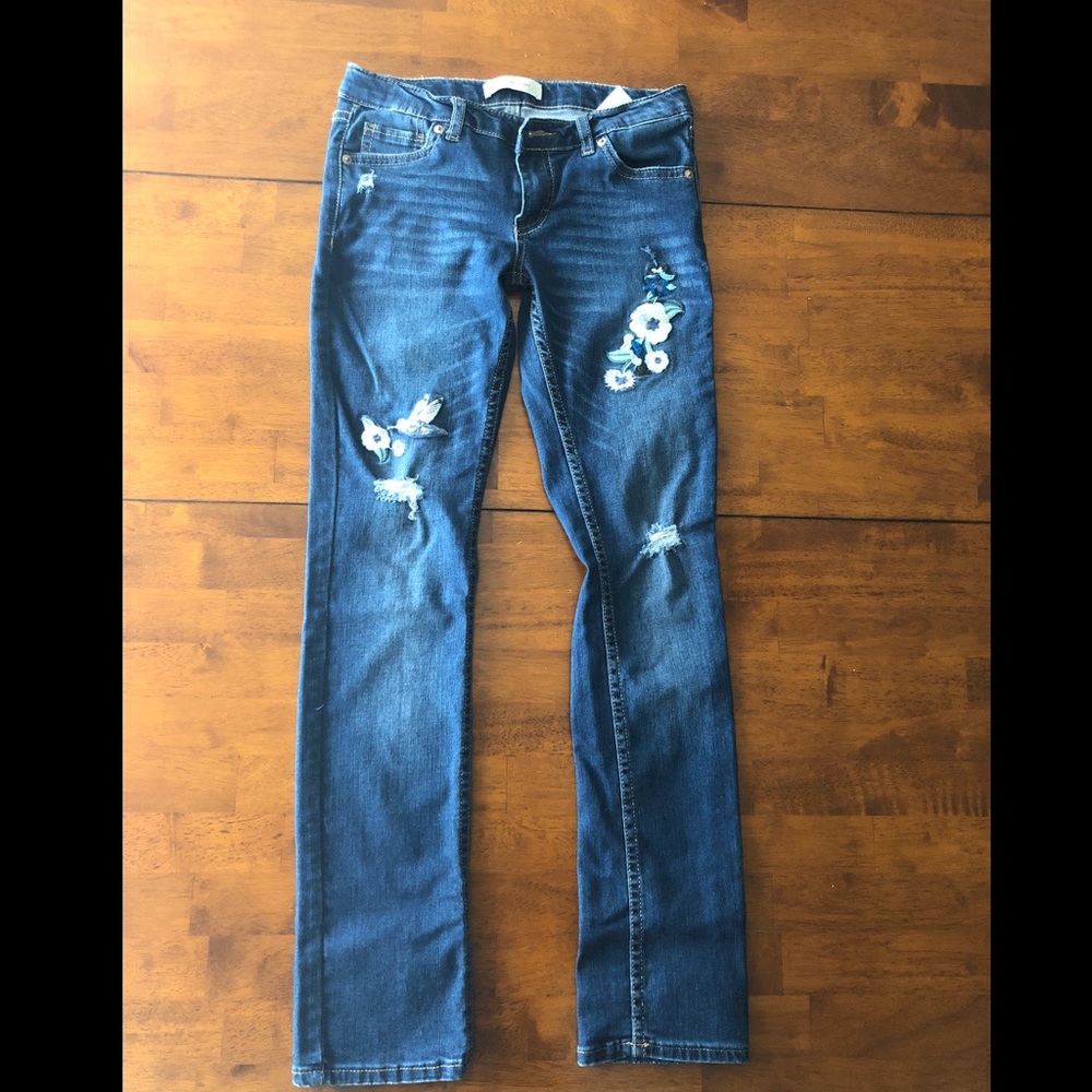 Levi’s 711 Skinny Embroidered Floral Distressed